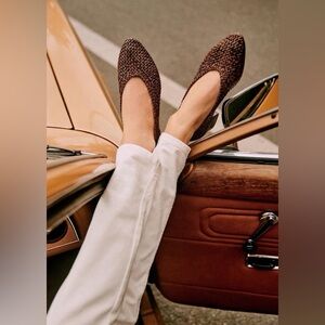Sezane Eva Ballerinas - Brown Python Weave Sz 40
